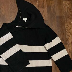 COS Black and White Striped Cowl Neck oversized Sweater